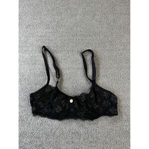 Victorias Secret Bra 32C Dream Angels Black Lace Unlined Balconette Underwire